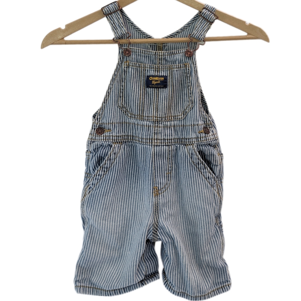 VTG Oshkosh Blue and White Hickory Stripe Shortalls - 24M